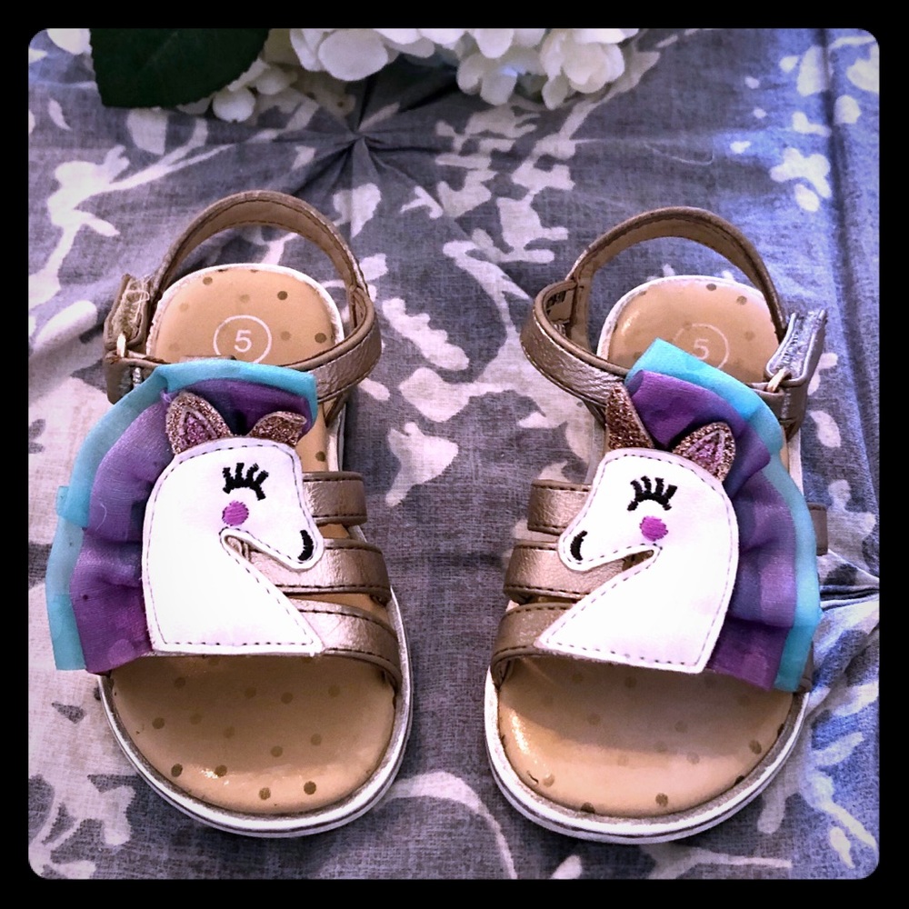 Cat & Jack Unicorn toddler girl sandals size 5